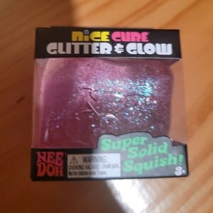 Nee Doh Nice Cube Glitter & Glow Cube 2.25inch Pink